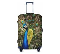 Housse de valise imprimée plumes de paon, convient pour les bagages de 46 à 82 cm, Noir , M