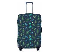 Housse de valise imprimée plumes de paon, convient pour les bagages de 46 à 82 cm, Noir , XL