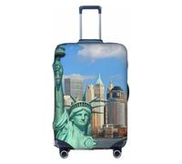Housse de valise lavable avec fermeture éclair dissimulée Motif statue de la Liberté à New York, blanc, L