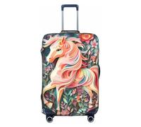Housse de valise licorne en papier rose avec impression tendance pour une utilisation professionnelle et extérieure, blanc, S