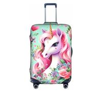 Housse de valise licorne rose avec impression tendance pour une utilisation professionnelle et extérieure, blanc, M