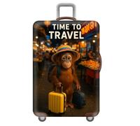 Housse De Valise,Motif Animaux Voyage Architecture Et Fleurs Housses Valise éLastiques Universelles,Anti-PoussièRe Lavable,Housse De Protection Pour Bagages,Luggage Cover (Singe,XL(29-32inch))