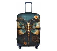 Housse de valise, motif libellule, fleur, couleur dorée, idéale pour une utilisation professionnelle et extérieure, blanc, S
