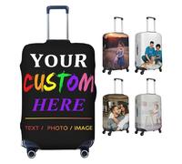 Housse de Valise Personnalisée avec Texte Photo, Personnalisez Votre Image/Nom/Logo Bagages Accessoires de Voyage Double Face Design Différent Protecteur de Valise de Voyage Elastique Lavable Couvre