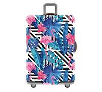 Housse de Valise Protection Elastique, Treer Housse de Bagages en Polyester Voyager Luggage Trolley Case Cover Imperméable Anti-Rayures avec Fermeture éclair (Flamant Rose,L(26-28in))
