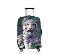 Housse de Valise Protection Taille, Morbuy Imprimé en Tissu Unique Home Elastique Coffre Valise Valise Coque Luggage Cover Étui avec Fermeture (Tigre Blanc,S)