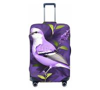 Housse de valise universelle avec imprimé floral violet lavande et oiseaux violets - Housse de valise élastique lavable double face, Noir , S