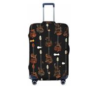 Housse de valise universelle élastique lavable double face Motif guitare artistique, Noir , L