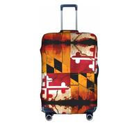Housse de valise vintage en bois avec drapeau du Maryland, impression de personnalité tendance, convient pour une utilisation professionnelle et extérieure, blanc, L
