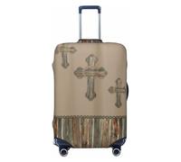 Housse de valise Western Crosses Barn Wood And Conchos, protection lavable haut de gamme avec fermeture éclair et boucle sécurisées, convient aux valises de voyage de 18 à 32 pouces (petit modèle).