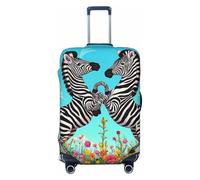 Housse de Valise Zebra Love in Bloom, élastique, Lavable et Anti-Rayures, avec Fermeture éclair dissimulée, pour valises de 45 à 80 cm (Taille Moyenne).