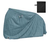 Housse de vélo imperméable à texture de lin bleu-vert avec trous de verrouillage, résistante aux UV, pour intérieur et extérieur, convient à la plupart des protections pour vélo électrique