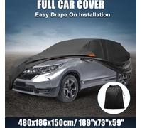 Housse de voiture 210D-PU Oxford Outdoor Garage complet imperméable au vent et au soleil avec fermeture à glissière de la porte conducteur Noir pour Honda CRV 1995-2023