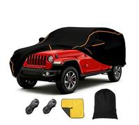 Housse De Voiture Anti-UV, Anti-Vent et Anti-poussière avec Fermeture Éclair Latérale Bache Protection Voiture,Black-FitWrangler4-Door2006-2025