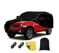 Housse De Voiture Anti-UV, Anti-Vent et Anti-poussière avec Fermeture Éclair Latérale Bache Protection Voiture,Black-FitWrangler4-Door2006-2025