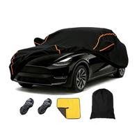 Housse De Voiture Anti-UV, Anti-Vent et Anti-poussière avec Fermeture Éclair Latérale Bâche Voiture Extérieur,Black-FitsTeslaModelY