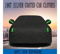Housse de voiture en polyester enduit 190T entièrement noire, imperméable, anti-UV, avec bandes réfléchissantes. Indispensable pour la plage, les vacances, les voyages. Idéal comme cadeau pour la fête