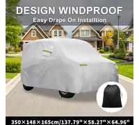 Housse De Voiture Imperméable Housse De Voiture Extérieure Complète Pour Mitsubishi Ek Avec Crochet De Corde Coupe-Vent 350X148X165Cm/137,80"X58,27"X64,96" Ton Argenté