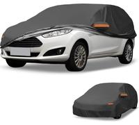 Housse de voiture šŠtanche toutes saisons automobile anti-UV soleil pluie protection complššte extšŠrieure pour Ford Fiesta Berline 2008-2022 Noir avec sangles ršŠflšŠchissantes
