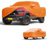 Housse De Voiture šŠtanche Toutes Saisons Pour Automobile ExtšŠrieure Anti-Uv Soleil Pluie Protection Complššte ExtšŠrieure Pour Dodge Pour Ram 210D-Pu Orange Bandes RšŠflšŠchissantes