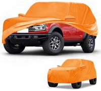 Housse De Voiture šŠtanche Toutes Saisons Pour Automobile ExtšŠrieure Anti-Uv Soleil Pluie Protection Pour Ford Bronco 4 Portes Film Aluminium Coton Orange Bandes RšŠflšŠchissantes
