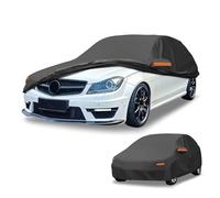 Housse de Voiture Universelle imperméable Toutes Saisons avec Fermeture éclair latérale Droite, Film en Aluminium Noir, Convient pour berline 188" à 193" Longueur Protéger la Peinture de la Voiture