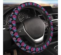 Housse de Volant à Motif Hibiscus Tropical Universel 15 Pouces, Protection élastique pour Volant, Accessoires Auto pour Femmes et Filles, Rose antidérapant