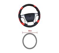 Housse de Volant Auto pour 36 38 40 42 45 47 50 CM Couverture de Volant Bus Camion diamètres de Sortie enveloppe en Cuir Protecteur de Volant Couverture de Roue Protection(Red 50CM)