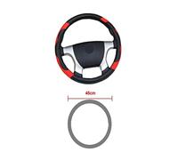 Housse de Volant Auto pour 36 38 40 42 45 47 50 CM Couverture de Volant Bus Camion diamètres de Sortie enveloppe en Cuir Protecteur de Volant Couverture de Roue Protection(Red 45CM)