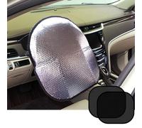 Housse de volant Big Ant, pare-soleil + pare-soleil pour vitres lat rales en prime, r flecteur de chaleur, compatible avec la plupart des voiture