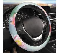 Housse de volant de voiture avec de belles fleurs de lotus - Élastique - Housse de volant universelle antidérapante - 38,1 cm - Pour voiture, SUV, van, berline, camion