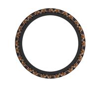 Housse de volant de voiture blanche délicate à fleurs de lotus imprimées, 38,1 cm, convient pour voitures, camions et camionnettes