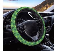 Housse De Volant De Voiture Christmas Green Xmas Tree Snowflake Dot Protection Volants Élastique Couvre Volant Voiture Respirant pour La Plupart des Berlines Et SUV Femme Homme 38Cm