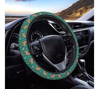 Housse De Volant De Voiture Christmas Reindeer Xmas Tree Gift Snowflake Green Protection Volants Accessoires Cache Volants Voitures Universel pour Berlines Femme Homme 38Cm