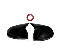 Housse de Volant de Voiture Coque de rétroviseur en Forme de Corne, pièces de Modification de rétroviseur, Composants extérieurs pour Tiguan pour MK1 2009-2016 (Bright Black)