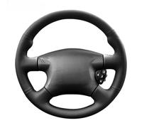 Housse de volant de voiture cousue à la main, antidérapante et respirante en fibre de cuir ultra fine enveloppée de coutures, pour Nissan Almera 2000-2003 (fil blanc)
