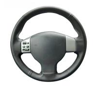 Housse de volant de voiture cousue à la main, antidérapante et respirante en fibre de cuir ultra fine enveloppée de coutures, pour Nissan Tiida 2004-2010 Sylphy 2006-2011 Versa 2007-2011 (fil blanc)