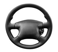 Housse de volant de voiture cousue à la main, antidérapante et respirante en fibre de cuir ultra fine enveloppée de coutures, pour Nissan Almera (N16) X-Trail (T30) Terrano 2 (fil gris)