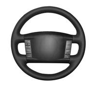 Housse de volant de voiture cousue à la main, antidérapante et respirante, en fibre de cuir ultra fine, enveloppée de coutures, pour Volkswagen VW Touareg Phaeton 2002 2003 2004 2005-2010 (fil jaune)