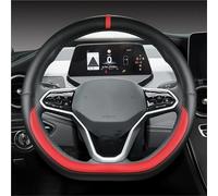 Housse de Volant de Voiture Couvre-Volant de Voiture en Forme de D pour Sharan pour Passat pour Touran pour Tiguan 2015-2025 Teramont pour Atlas pour T-Roc T-Cross 2017-2025(Red)