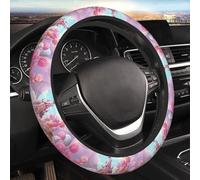 Housse de volant de voiture élastique universelle de 38,1 cm - Housse de protection en néoprène antidérapant - Accessoire d'intérieur pour homme et femme - Rose bonbon