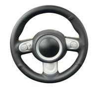 Housse de volant de voiture en cuir cousu à la main, antidérapante et respirante, en fibre de cuir ultra fine enveloppée de coutures, pour Mini Cooper (fil rouge)