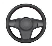 Housse de volant de voiture en cuir cousu à la main, antidérapante et respirante, en fibre de cuir ultra fine enveloppée de coutures, pour Chevrolet Niva 2009-2017 (fil rouge)