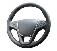 Housse de volant de voiture en cuir cousu à la main, antidérapante et respirante, en fibre de cuir ultra fine enveloppée de coutures, pour Chery Tiggo 5 2013-2016 (fil rouge)