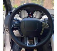 Housse de volant de voiture en cuir cousu à la main, antidérapante et respirante, en fibre de cuir ultra fine enveloppée de coutures, pour Land Rover Range Rover Evoque 2012-2019 (fil rouge bleu)