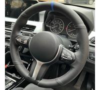 Housse de Volant de Voiture en Cuir Microfibre,Cache Volants de Protection Intégrale pour BMW F87 M2 F80 M3 F82 M4 F12 F13 M6 F85 X5 M F86 F33 X6 M F30 M Sport-White Thread