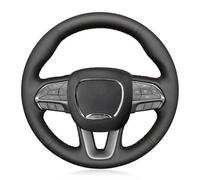 Housse de Volant de Voiture en Cuir Microfibre,Cache Volants de Protection Intégrale pour Dodge Challenger 2015-2021 pour Dodge Charger 2015-2021 pour Dodge Durango 2018-Black Thread