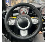 Housse de Volant de Voiture en Cuir Microfibre,Cache Volants de Protection Intégrale pour Mini Cooper-Orange Thread