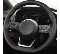 Housse de Volant de Voiture en Cuir Microfibre,Cache Volants de Protection Intégrale pour Nissan Qashqai J11 J10 Leaf X Trail March Tiida Kicks Versa Ju 2023-White Thread