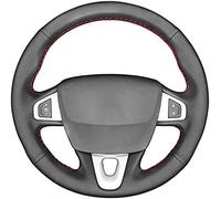 Housse de Volant de Voiture en Cuir Noir Cousue à la Main, pour Renault Megane 3 RS 2010 2011 2012 2013 2014 2015 2016, Ligne Rouge et Bleue